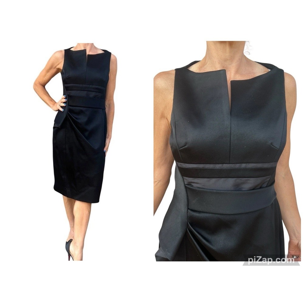 J. Mendel Paris Women's 8 Cocktail Dress Black Sleeveless Sheath Ruched Silk